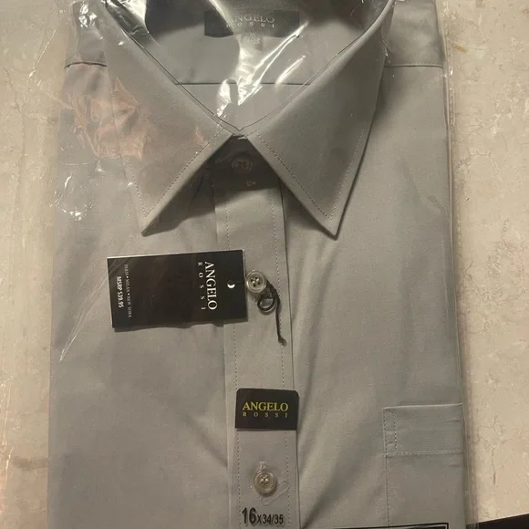 angelo rossi dress shirts Mens Angelo Rossi Black Button Up Dress Shirt 17.5 34/35 NEW